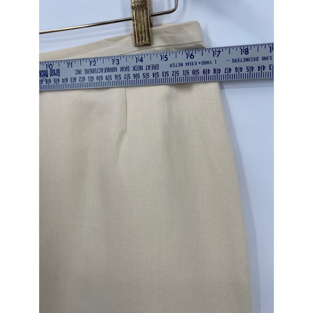 Ann Taylor Cream Linen Rayon Maxi Skirt 14 Lined‎ Side Slit Minimalist Old Money - Picture 3 of 7